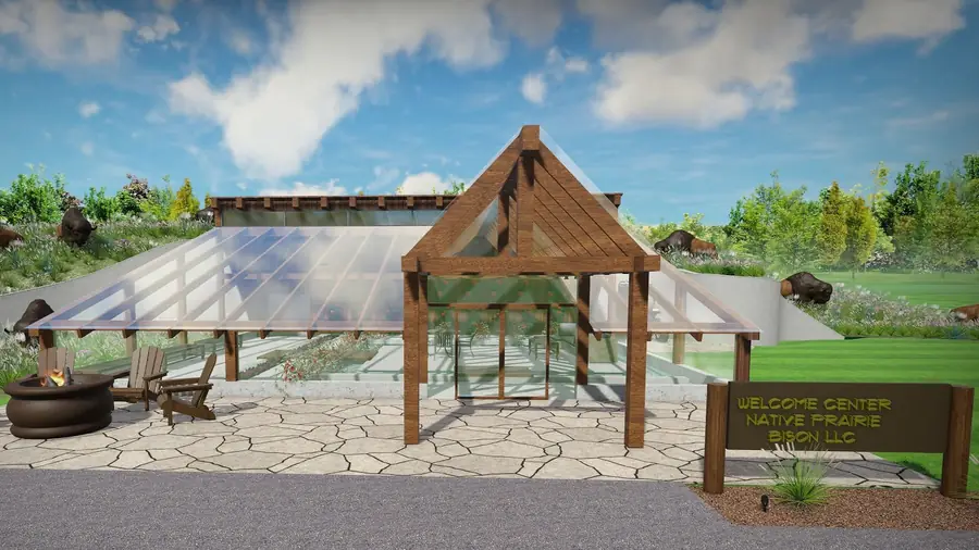 Rendering of a timber outdoor structure and greenhouse